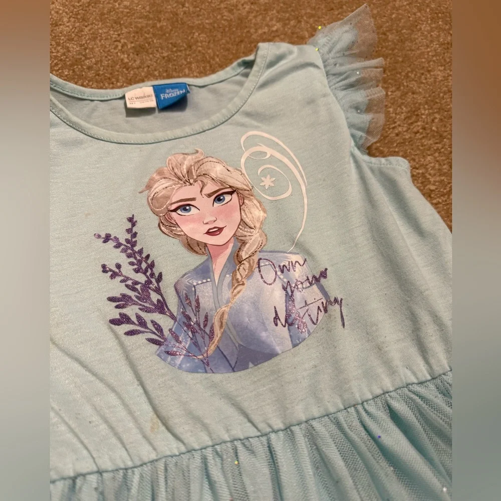 LC WAIKIKI Crew Neck Elsa Printed Girl Dress, Size 5-6‎